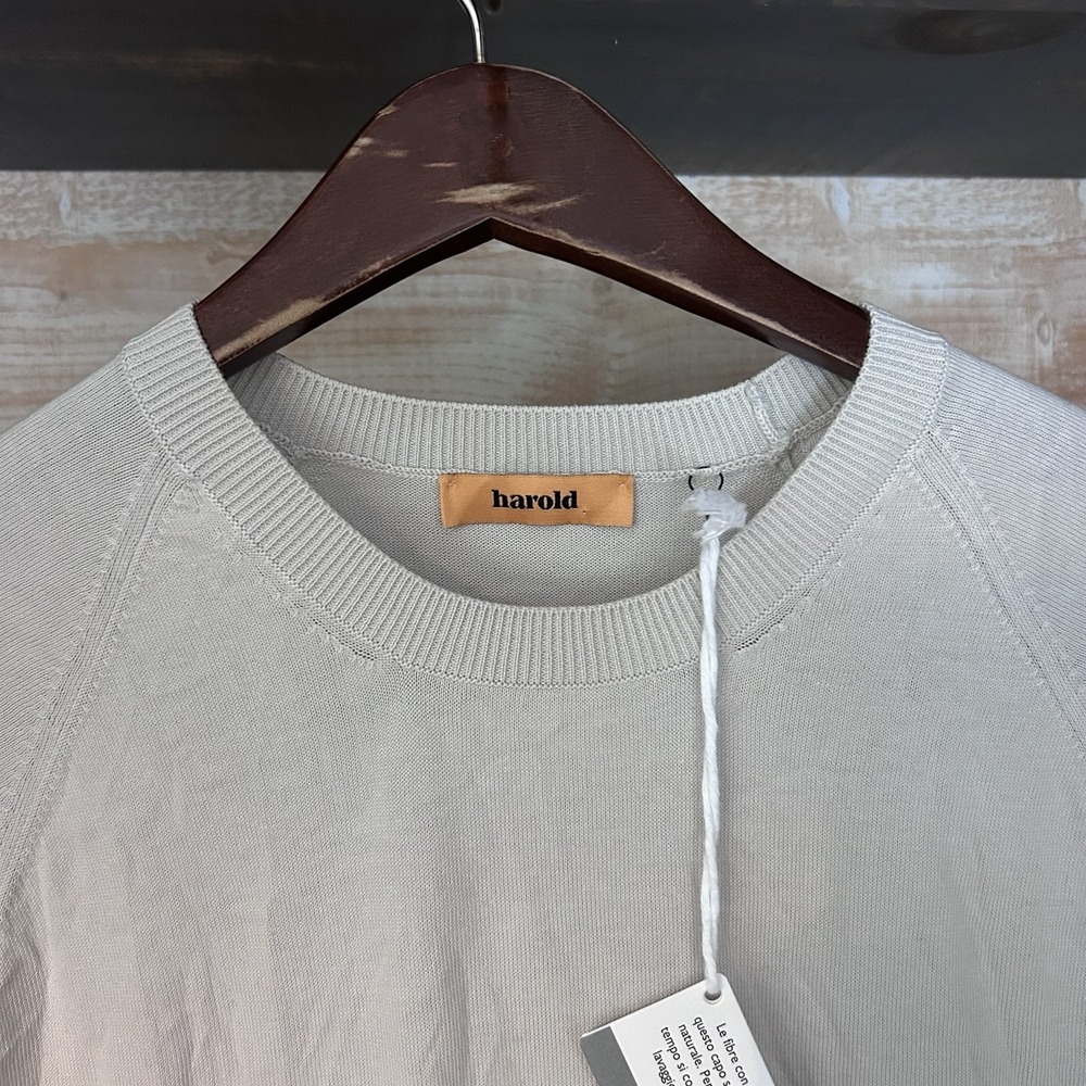 NWT Harry Rosen Harold Knit T Shirt Cotton Size 50 Italy Grey Beige 40 - Picture 2 of 7